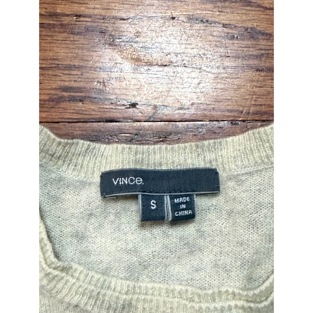 Vince Cashmere Short Sleeve Sweater Colorblock Grey Oatmeal Womens Small‎ - Picture 2 of 5